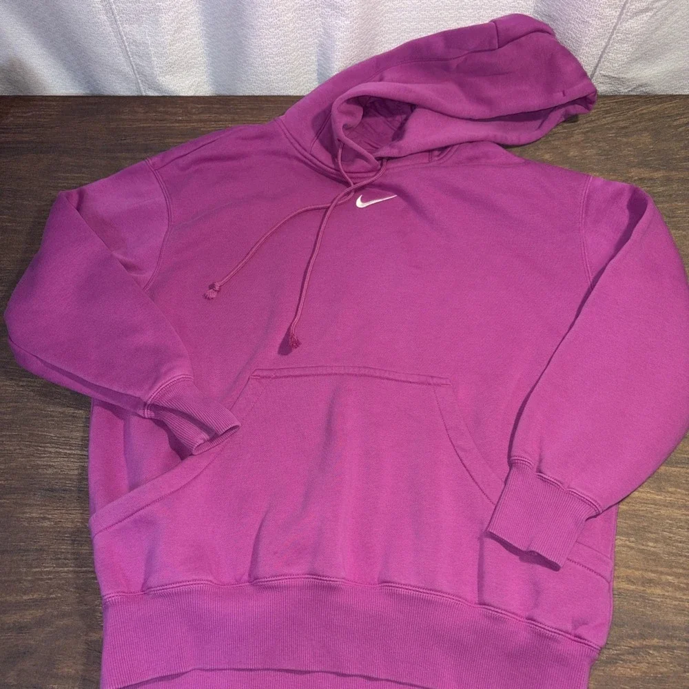 Nike Phoenix Fleece Hoodie Sweatshirt Fuschia Purple Size Small Oversized